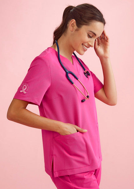 Womens Pink V-Neck Scrub Top - CST245LS