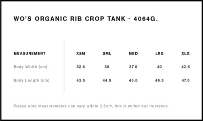 Women's Organic Rib Crop Tank - 4064G