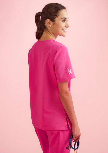 Womens Pink V-Neck Scrub Top - CST245LS