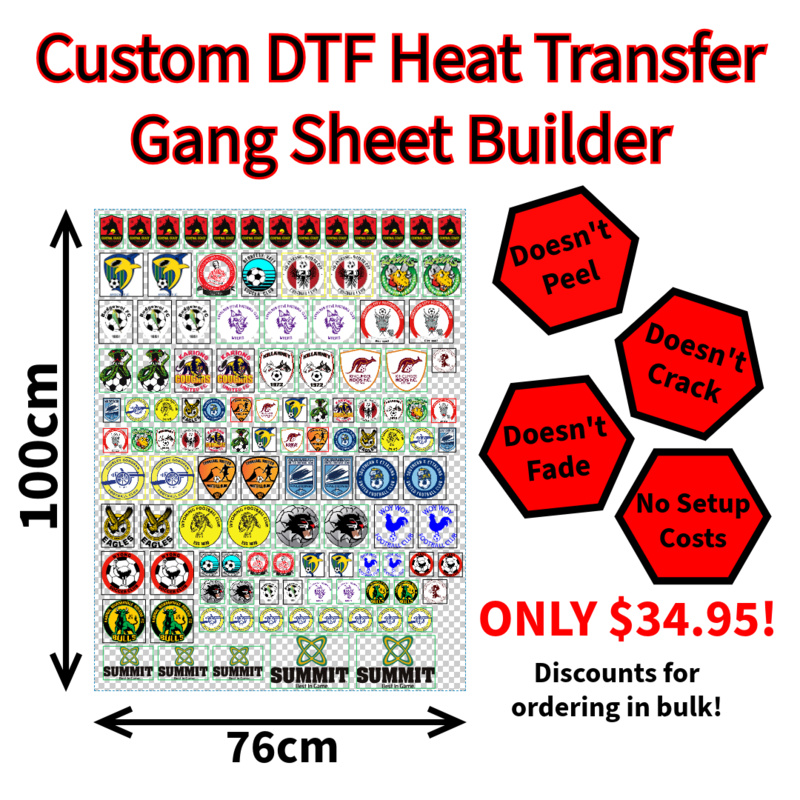 DTF Heat Transfer Gang Sheet - 76cm WIDE Hot / Cool Peel Thumbnail
