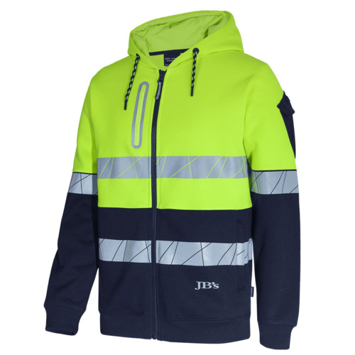Men's Hi Vis Full Zip Hoodie with fragmented Tape 450G Thumbnail